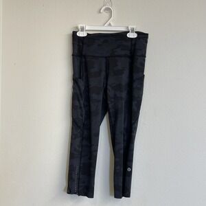 Lululemon Leggings Womens Size 6 Camo Fast and Free Crop II workout stretchy com